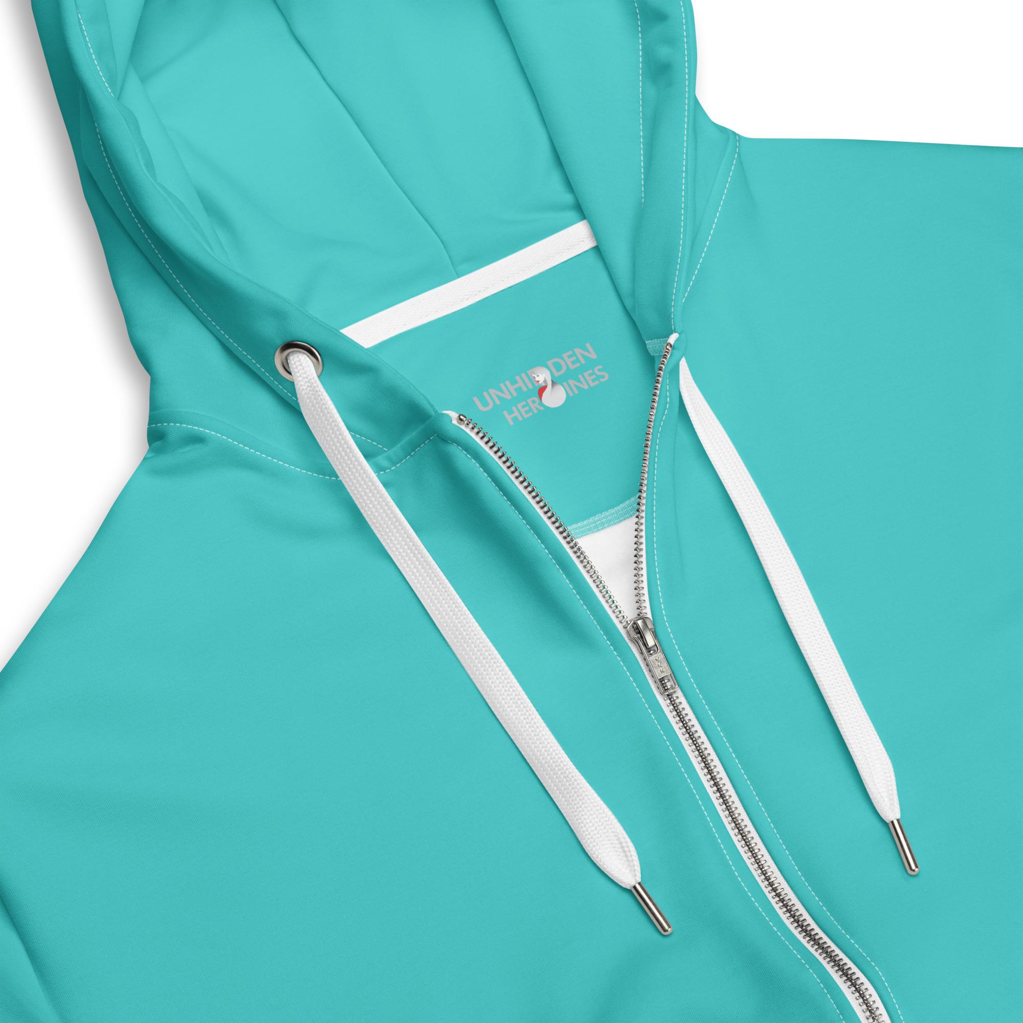 Solid Teal Turquoise Zipper Hoodie, Aesthetic Streetwear Hoodie