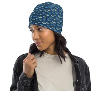 Aliens Sci Fi Printed Beanie Hat, Stylish UFO Warm Cozy Beanie, Aliens Lover Gift, Space NASA Fan Beanie, Soft Comfy AOP Unisex Beanie