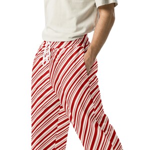 Candy Canes Striped Joggers Pants, Holiday Festival Loungewear Sweatpants Trousers, All over Print, Gym Athletic Joggers, Christmas Gift