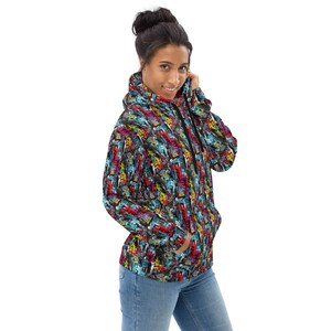 Street Graffiti Printed Pullover Hoodie, Trendy Urban Fashion Hoodie with Pockets, Casual Streetwear Hip Hop Hoodie, Winter Graphic Hoodie