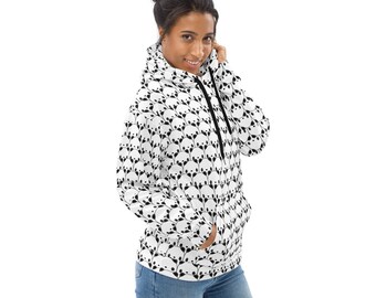 Panda Bears Animal Printed Pullover Hoodie, All Over Print Streetwear Cozy Fashion Hoodie with Pockets, Panda Lover Gift, Plus Size, Unisex