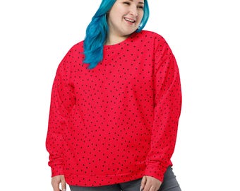 Watermelon Fruit Printed Sweatshirt, Fall Winter Crewneck Sweatshirt, Trendy Streetwear Pullover Cozy Shirt, Watermelon Lovers, Unisex