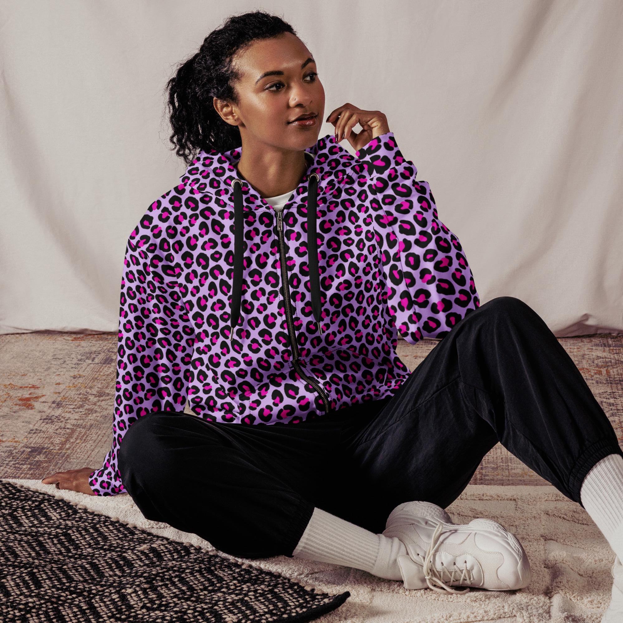 平成系 Leopard Layered Zip-up Hoodie フーディ 平成系 Leopard
