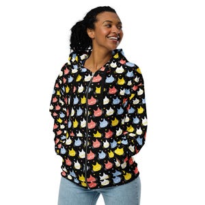 Kitty Cats Printed Zipper Hoodie, Cat Mom Dad Hoodie, All over Print Cats Zip-Up Hoodie with Pockets, Cat Themed Gifts, Cat Lovers Gift