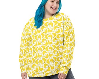 Bananas Fruit Printed Sweatshirt, Foodie Fall Winter Crewneck Sweatshirt, Trendy Streetwear Pullover Cozy Shirt, Banana Lovers Gift, Unisex