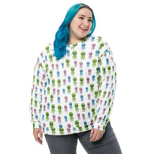 UFO Aliens Sweatshirt, All Over Print Sci-fi Aliens Sweatshirt for Men Women, Aliens Lover Sweatshirt Gift, Soft Cozy Aliens Pullover