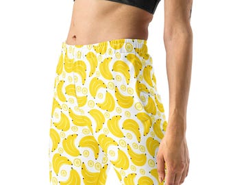 Bananas Fruit Printed Women's Joggers, Foodie All Over Print Streetwear Loungewear Slim Fit Sweatpants, Gym Workout Joggers, Gift for Her