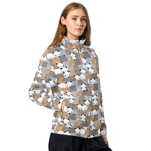 Bears Animal Printed Track Jacket, Classic Western Fashion Loungewear Zipper Jacket, Lightweight Stylish Pandas Jacket, Bear Lovers Gifts