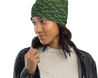 Alligator Crocodiles Printed Beanie Hat, Comfortable Soft Beanie, Designer Beanie Cap, Cute Fashion Winter Unisex Beanie, Reptile Lover Gift