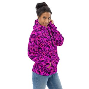 Fire Flames Print Pullover Hoodie, Fluffy Fire AOP Streetwear Designer Hoodie, Rave Party Fashion Hoodie, Trendy Y2K Funky Hoodie, Plus Size
