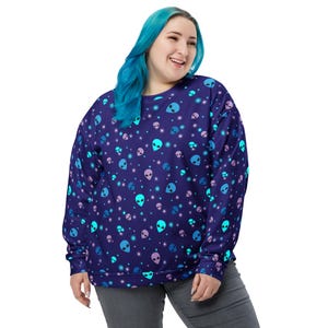 UFO Aliens Sweatshirt, All Over Print Sci-fi Aliens Sweatshirt for Men Women, Aliens Lover Sweatshirt Gift, Soft Cozy Aliens Pullover