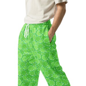 Limes Fruit Printed Joggers Pants, Foodie All Over Print Streetwear Loungewear Trousers, Unique Gym Workout Athletic Joggers, Gift For Vegan