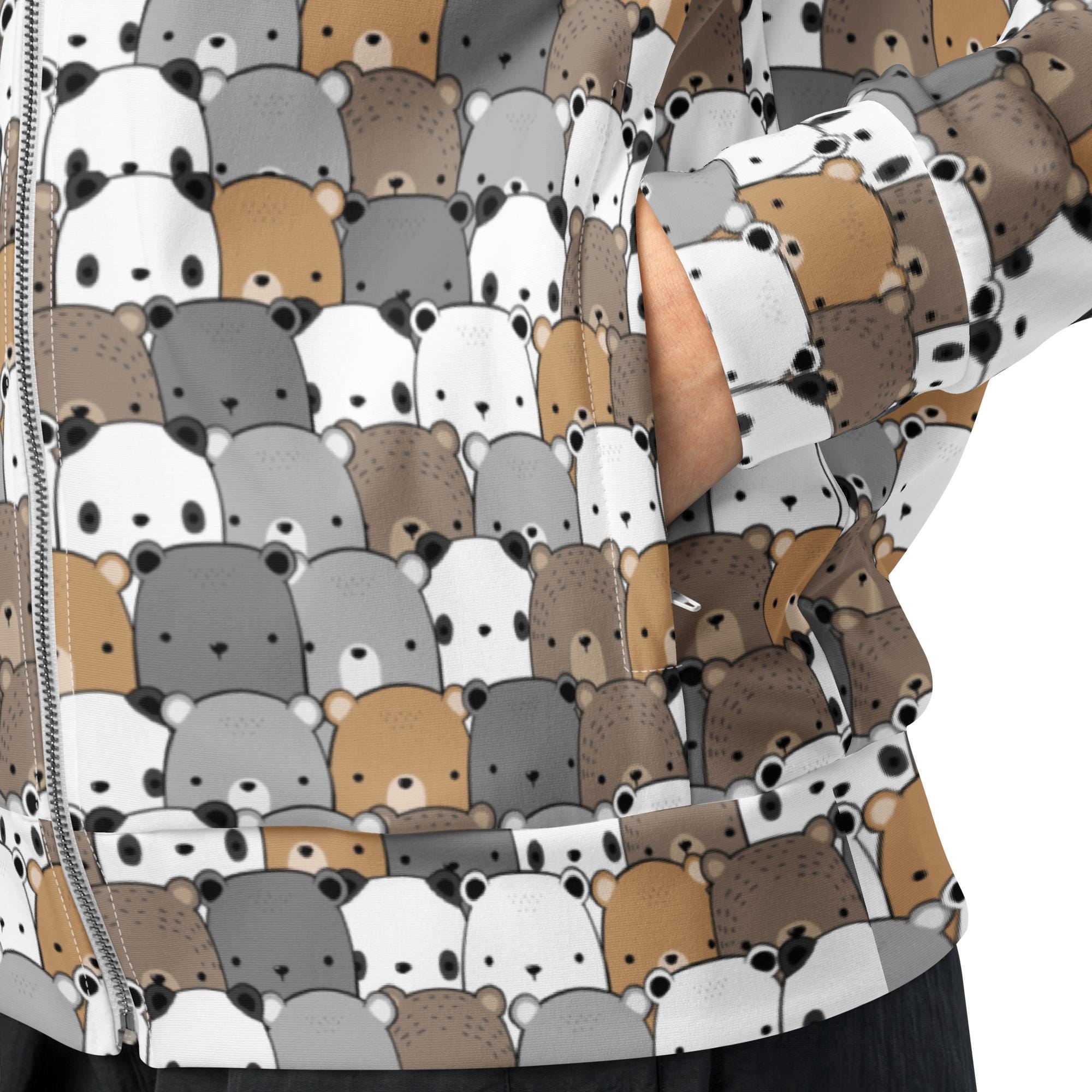 Bears Animal Printed Track Jacket, Classic Western Fashion 