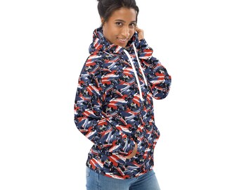 Car Racing Printed Pullover Hoodie, Racer Streetwear AOP Fashion Hoodie with Pockets, Designer Hoodies, Trending Plus Size Hoodie, Unisex