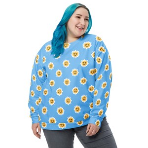 Sun in a Blue Sky Printed Sweatshirt, All Over Print Aesthetic Pullover Sweatshirt, Trendy Unique College Top Shirt, Top Selling, Unisex