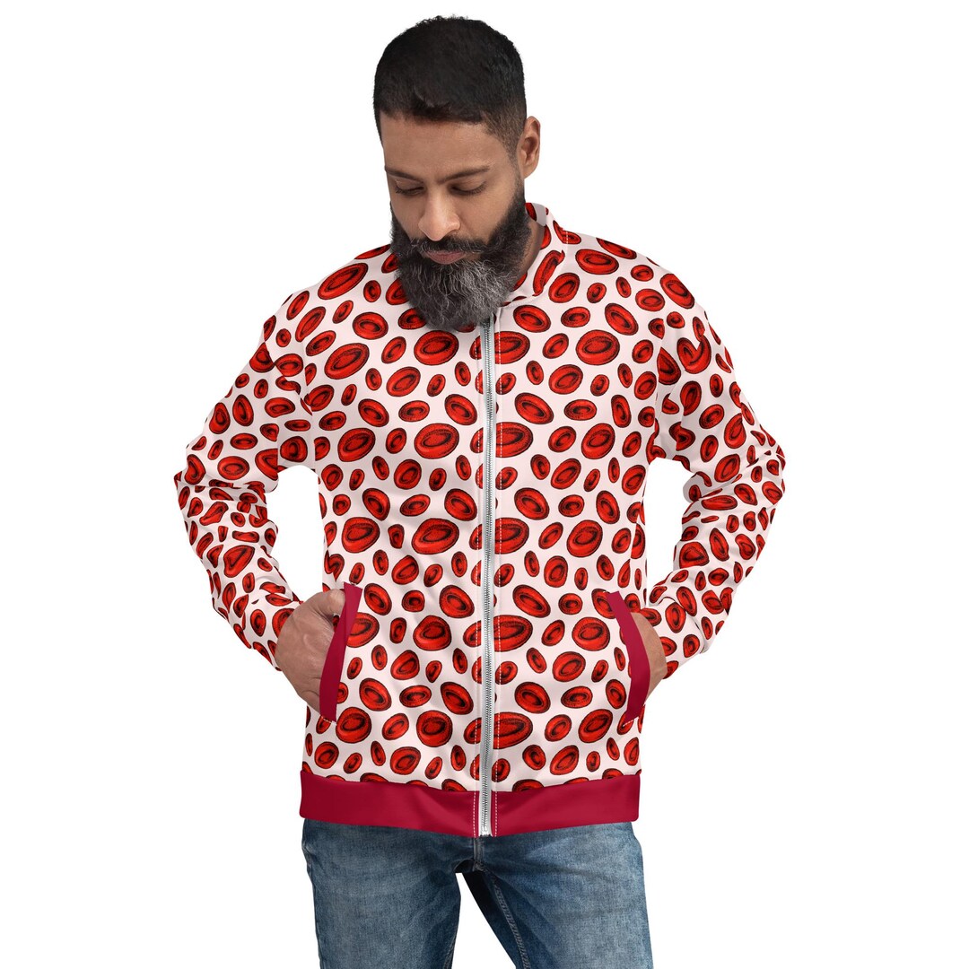 Red Blood Cells Printed Bomber Jacket, Biology Lover Gifts, Autumn ...