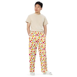 Fruit Print Wide Leg Pants, All Over Print Streetwear Loungewear PJs Pants, Soft Comfy Pajama, Gifts, Lounge Pants