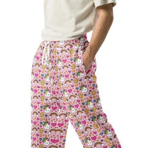 Fantasy Unicorn Fairytale Printed Joggers Pants, Streetwear Loungewear Wide-Leg Trousers, Yoga Pants, Trendy Sweatpants, Plus Size, Unisex