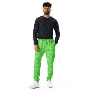 Citrus Limes Fruit Printed Men&#39;s Joggers Pants, Foodie All Over Print Loungewear Slim Fit Sweatpants, Gym Workout Joggers, Fruit Lover Gift
