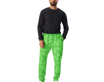 Citrus Limes Fruit Printed Men's Joggers Pants, Foodie All Over Print Loungewear Slim Fit Sweatpants, Gym Workout Joggers, Fruit Lover Gift