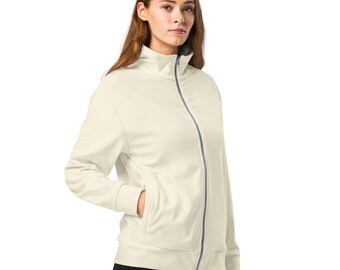 Solid Beige Track Jacket, Casual Outerwear Jacket with Pockets, Tan Fashion Lightweight Jacket, Luxury Elegant Running Jacket, Plus Size