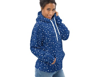 Stars Constellations Printed Pullover Hoodie, Outer Space Galaxy AOP Hoodie with Pockets, NASA Fan Gifts, Streetwear Fashion Hoodies, Unisex