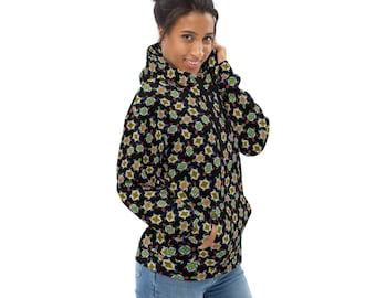 Nautical Sea Turtles Printed Pullover Hoodie, Turtle Lover Gift, Under the Sea, Streetwear Warm Cozy Winter Loungewear Hoodie with Pockets