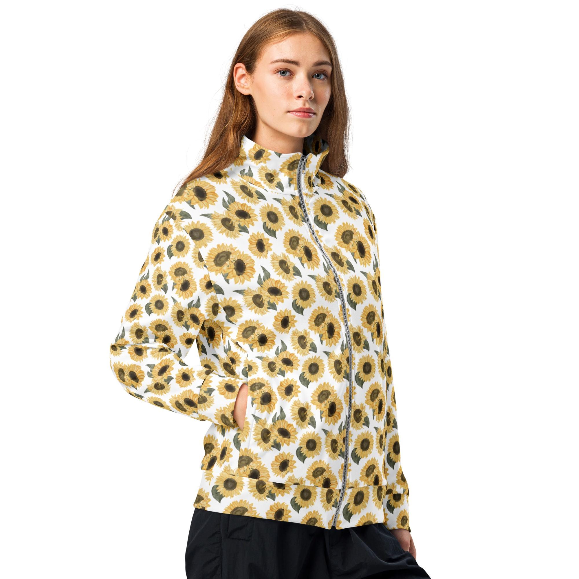 Sunflower Printed Track Jacket, Premium Floral Zipper Jacket