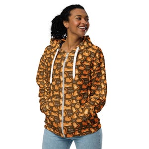 Kitty Cats Printed Zipper Hoodie, Cat Mom Dad Hoodie, All over Print Cats Zip-Up Hoodie with Pockets, Cat Themed Gifts, Cat Lovers Gift
