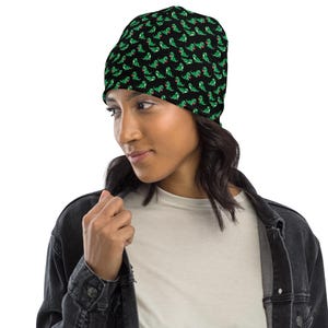 T-Rex Dinosaur Animal Printed Beanie Hat, Comfortable Soft Beanie, Designer Beanie Cap, Cute Fashion Winter Unisex Beanie, T-Rex Lover Gift