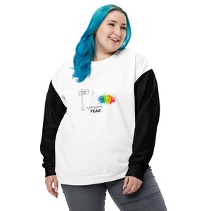 Inspirational Quote about Fear Print Sweatshirt, Warm Fall Winter Crewneck Sweatshirt, Trendy Streetwear Pullover Inspiring Shirt, Unisex