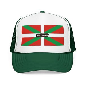 Basque Flag Foam Trucker Hat - Ikurriña Snapback - White - One Size - Celebrate Basque Heritage
