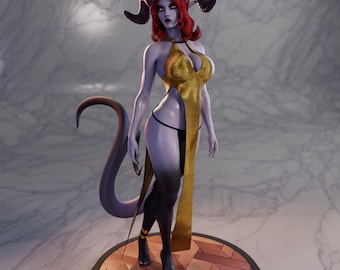 Elzaria Tiefling Temptations Fanart 75mm scale | QB Works