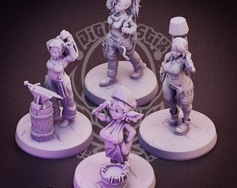 Blacksmith Women GobSmith HairTieSmith HammerSmith MonsterSmith Miniatures | 32mm / 75mm | Jigglystix