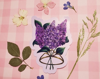 Lilac Crown Waterproof Vinyl Purple Violet Lavender Sticker for Waterbottle, Journal Sticker