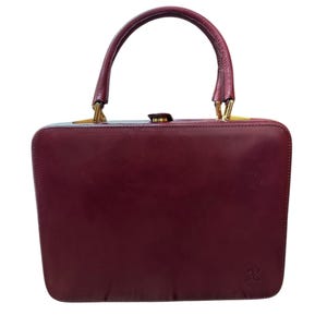 Vintage Arte Lavoro Italien Burgund Hand Tragen Harter Fall Tasche
