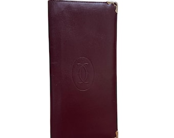 Vintage Cartier Burgund Falten Lange Brieftasche