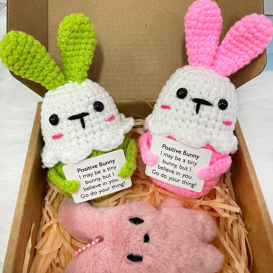 Adorable Positive Crochet Bunny,plush Crochet Rabbit,positive Bunny ...