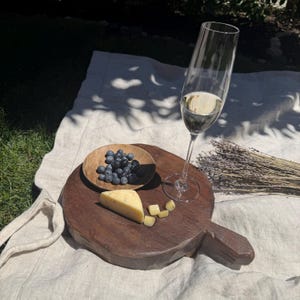 Vintage Teak Serving Board | Round Wood Charcuterie Board | Rustic Bread Board | Wabi Sabi Kitchen | One of a kind