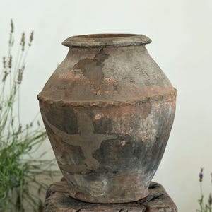 Rustic Clay Vessel | Antique Handmade Pot | Ground Fired Indian Pottery