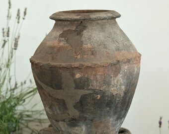 Rustic Clay Vessel | Antique Handmade Pot | Ground Fired Indian Pottery