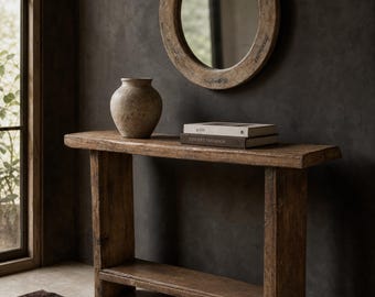 Vintage Indian Console Table | Reclaimed Teak Wood Hallway Table | Live Edge Sofa Table | Rustic Home Decor