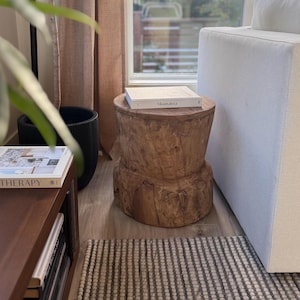 Antique Wooden Ukhali Planter | Rustic Mortar Side Table