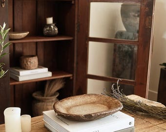 Stone Catchall Tray 14" | Hand Carved Marble Jewelry Dish | Vintage Rustic Vanity Accent | One of a Kind