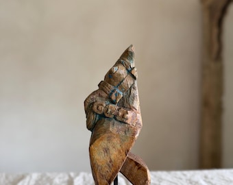 Indian Architectural Salvage Sculpture on Stand | Antique Wooden Horse Head Corbel | Vintage Decorative Artifact