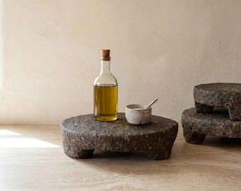 Vintage Stone Chapati Riser (Assorted) | Stone Display Stand | Wabi Sabi Decor | Rustic Home Decor
