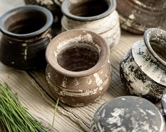 Petits récipients en argile | Pots en terre cuite indiens vintage (assortiment)