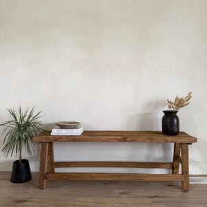 Banc rustique en bois de 140 cm de long, banc d'entrée de style ferme, console en bois