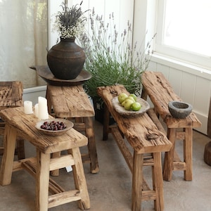 Live Edge Narrow Wooden Bench | Rustic Sofa End Table | Entryway Farmhouse Stool | Wabi Sabi Accent Bench