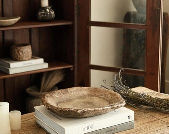 Marble Perfume Tray 15" | Rustic Vintage Stone Dish | Hand Carved Jewelry Catchall | Coffee Table Decor | One of a Kind